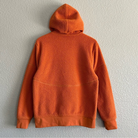 Fielder Bonobos Hooded Sweater Mens Orange Zip Up Sherpa Fleece Thick Sweatshirt - Picture 6 of 7